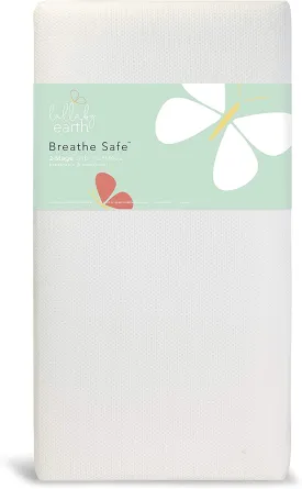 2-Stage Breathable Crib Mattress - Earth Breathe Safe Chemical Free Dual Firmness Natural Mattress with Removable Washable Protector