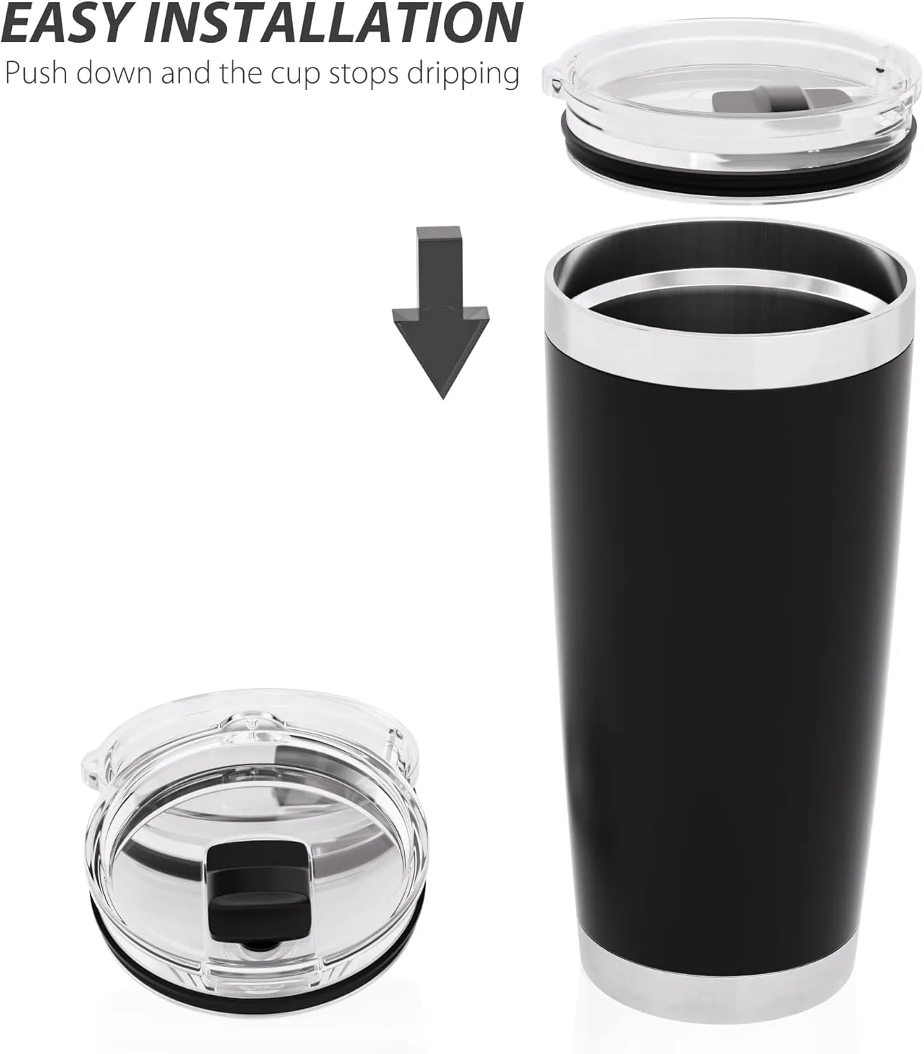 20 oz Tumbler Lid for YETI, 4 Pack Magnetic Replacement Lids for 20 oz Tumbler & 10oz Lowball, 10 oz Mug, Spill Proof Cup Covers with Slide Switch, BPA Free