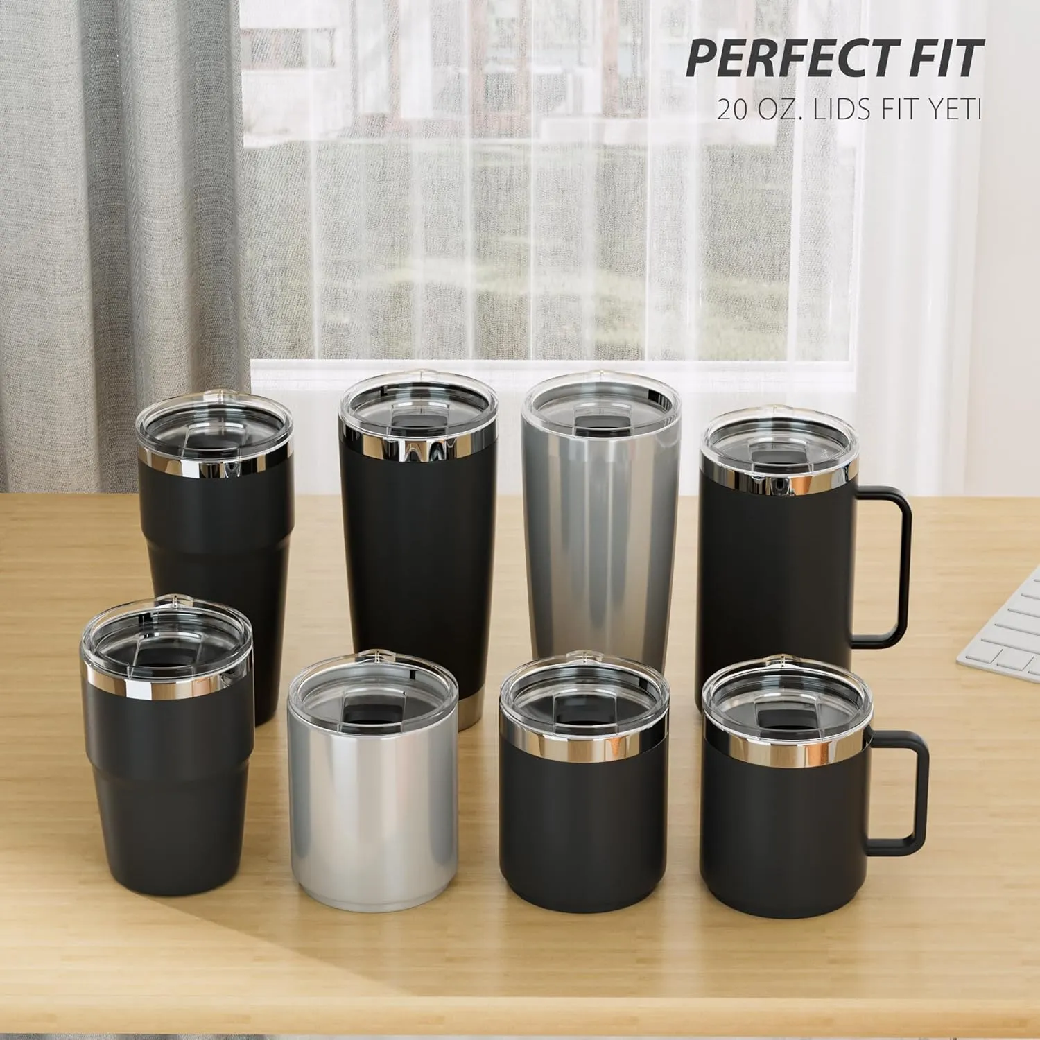 20 oz Tumbler Lid for YETI, 4 Pack Magnetic Replacement Lids for 20 oz Tumbler & 10oz Lowball, 10 oz Mug, Spill Proof Cup Covers with Slide Switch, BPA Free
