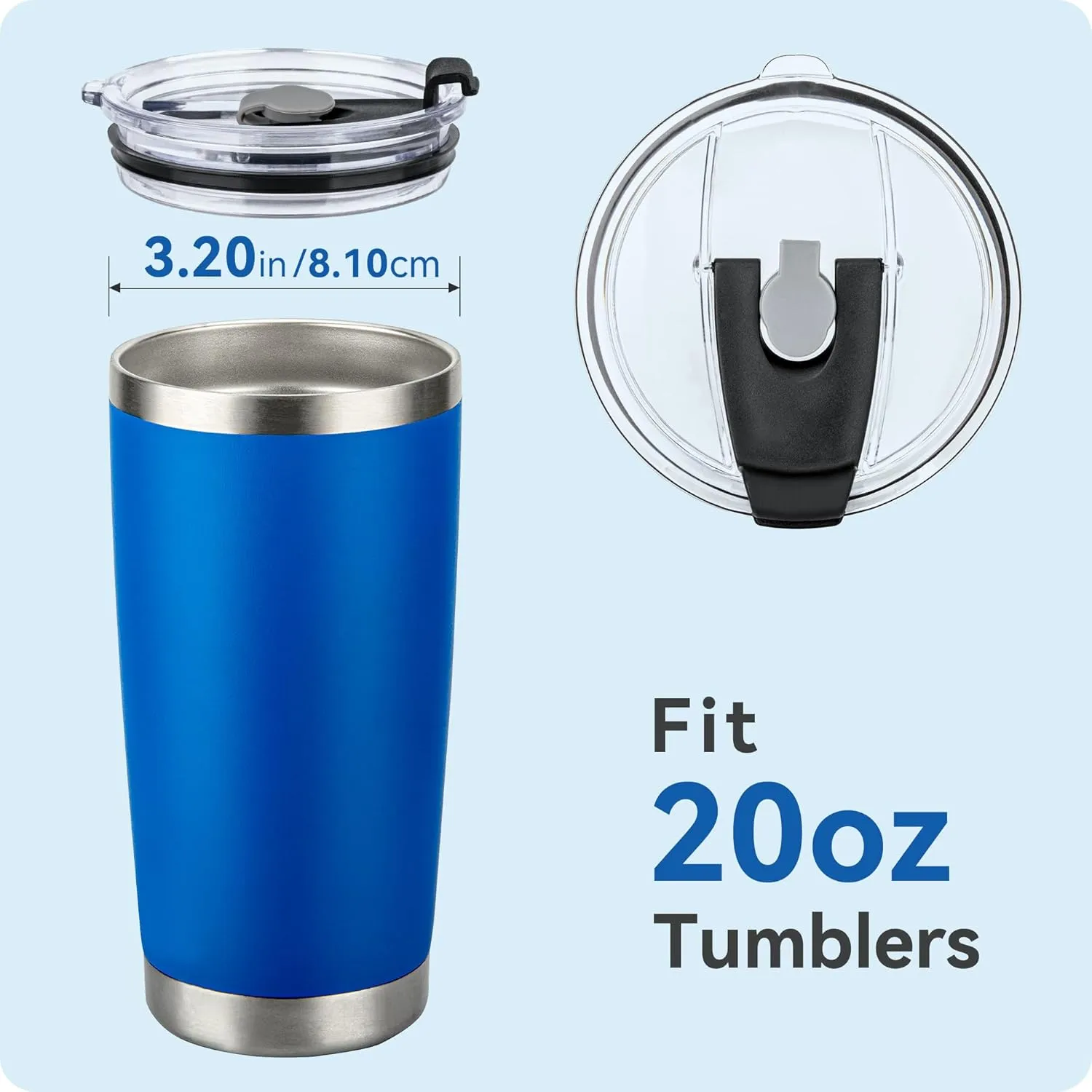 20oz Tumbler Lids,Replacement Lid for 20 oz Yeti Tumbler,Old Style Rtic and More,2 Pack Spill-proof Lids,Covers for 20 Ounce Tumbler,Cup (White)
