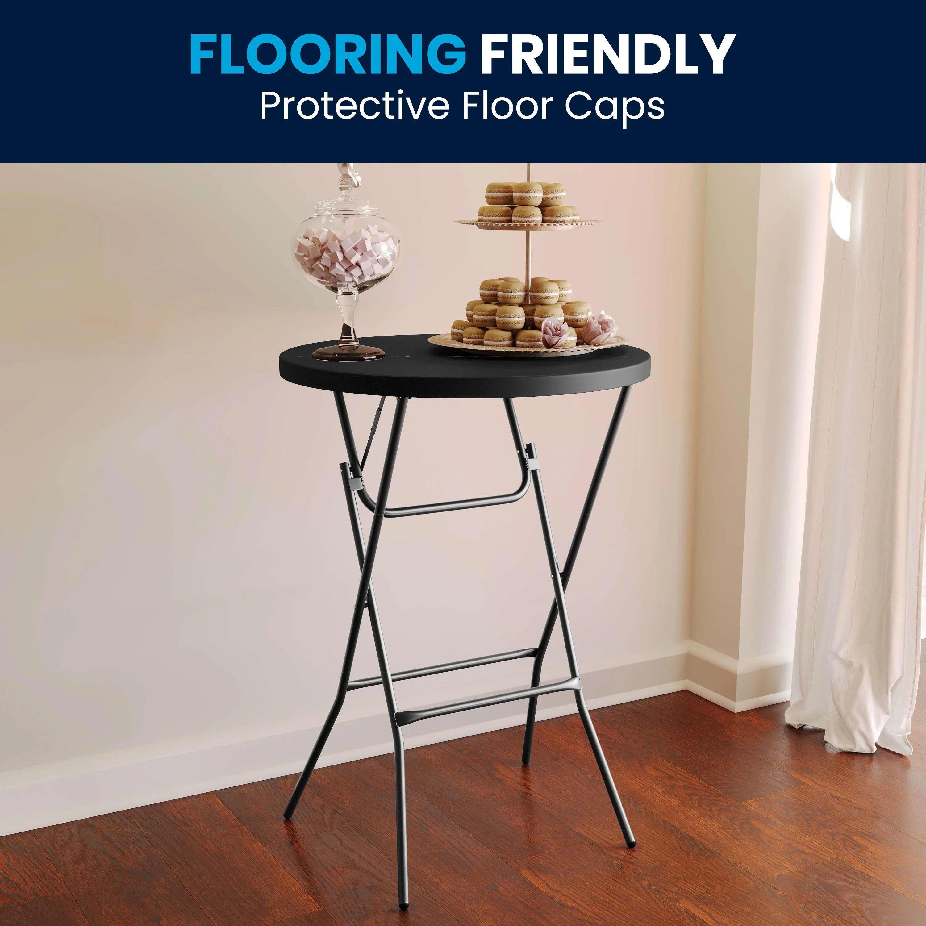 2.6-Foot Round Plastic Bar Height Folding Table