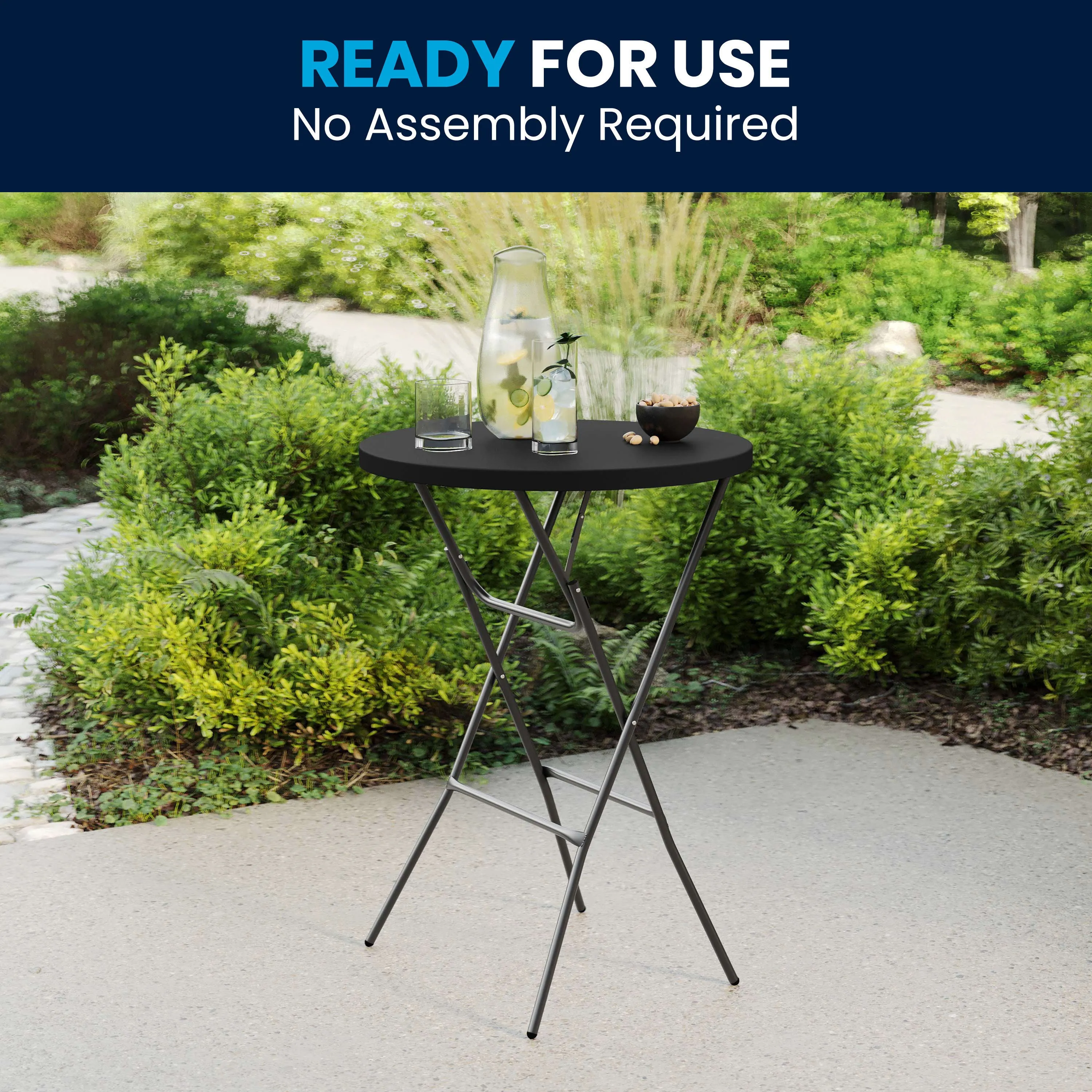 2.6-Foot Round Plastic Bar Height Folding Table