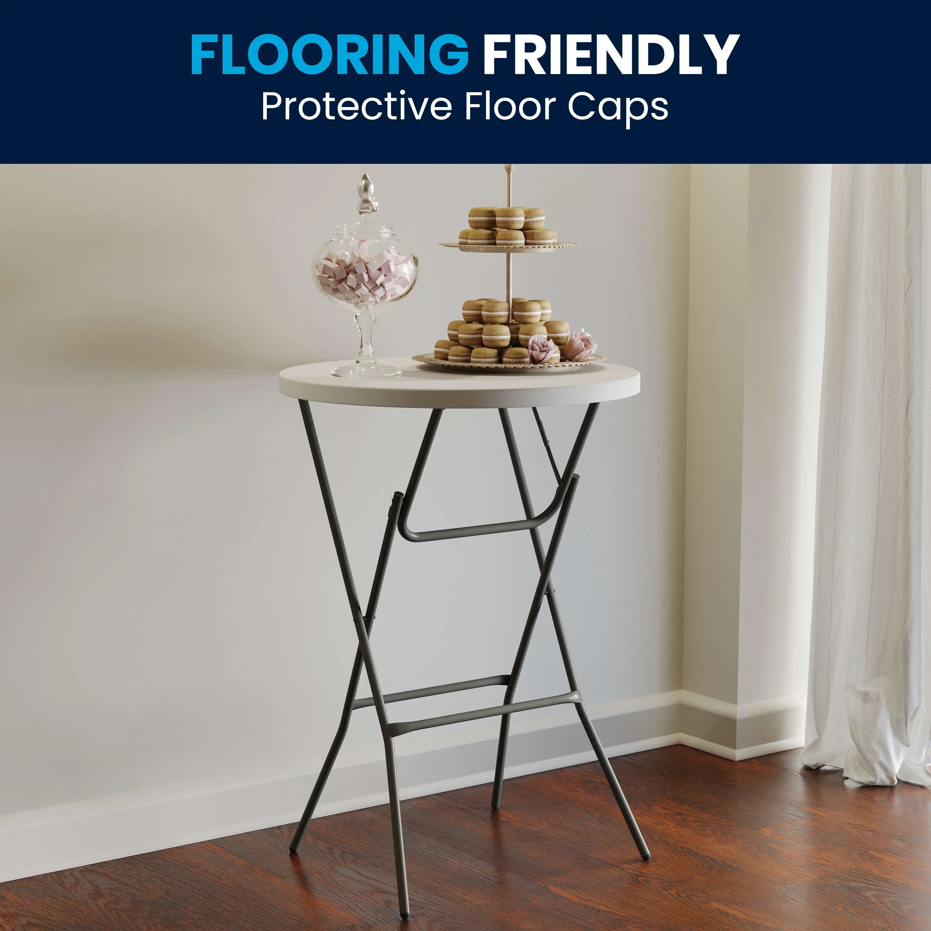 2.6-Foot Round Plastic Bar Height Folding Table