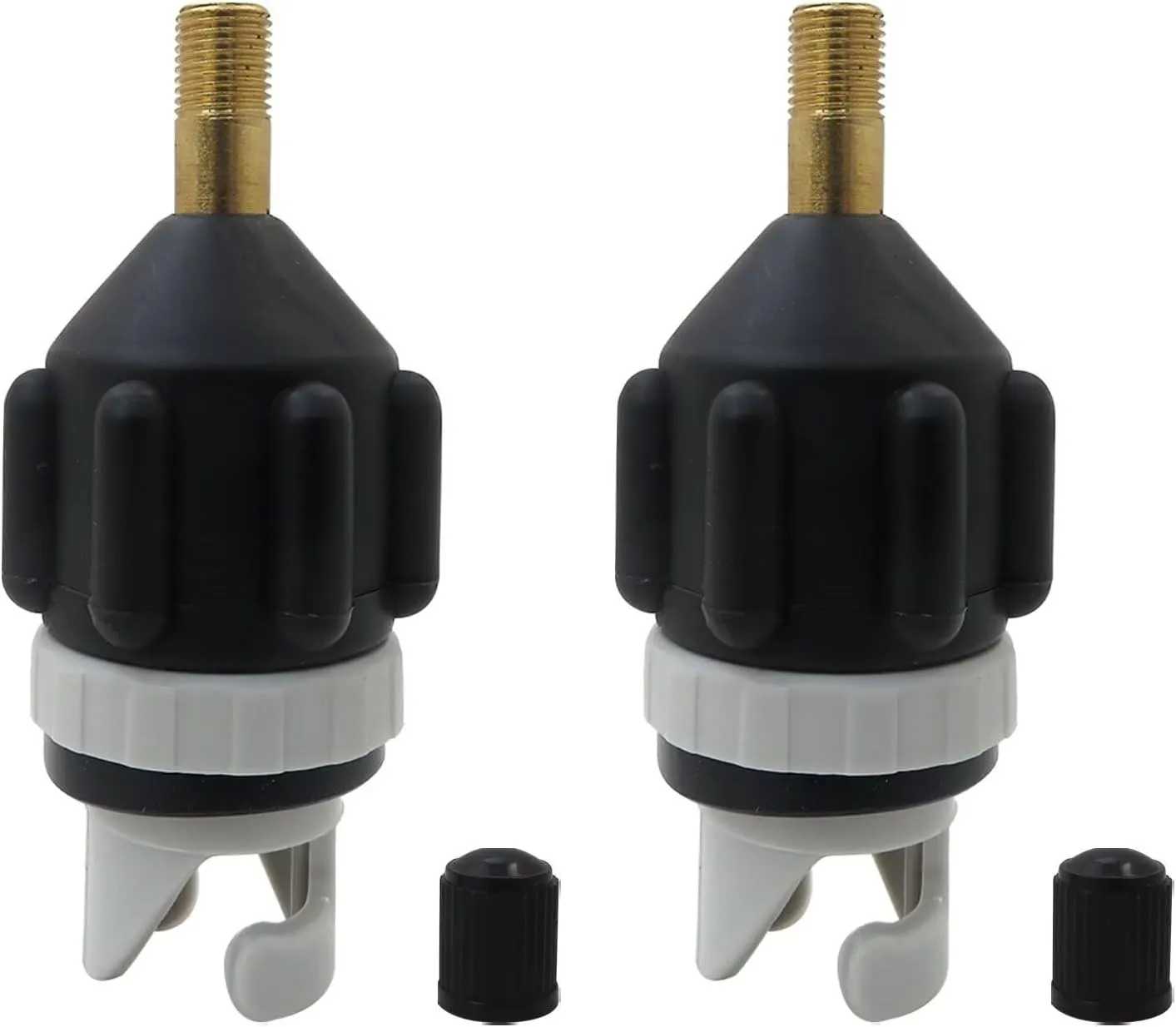 2x Inflatable Stand Up Paddle board (SUP) Pump Adaptor -Universal Standard Schrader Air Valve Adapter Pump Head Connector Converter for Inflating Boat, Kayak, Surfboard, Bed, Car Tire (Black)