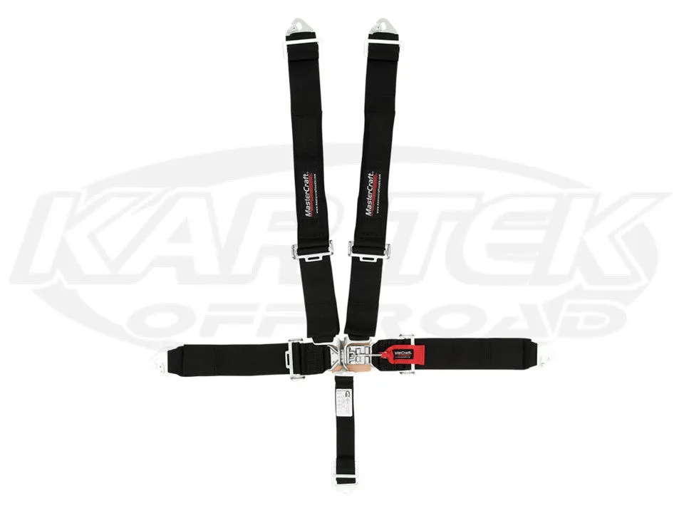 5 Point Latch & Link 3x3 Snap-In Seat Belt w/ Pads & Adjuster Springs - Black