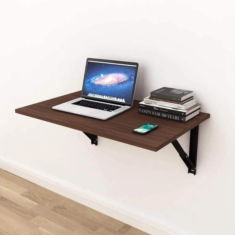 Athena F80 Folding Study Desk, Acacia Walnut