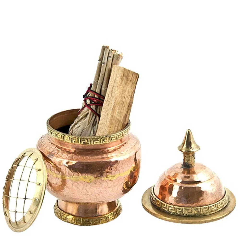 Copper Screen Charcoal Incense Burner 5.5"