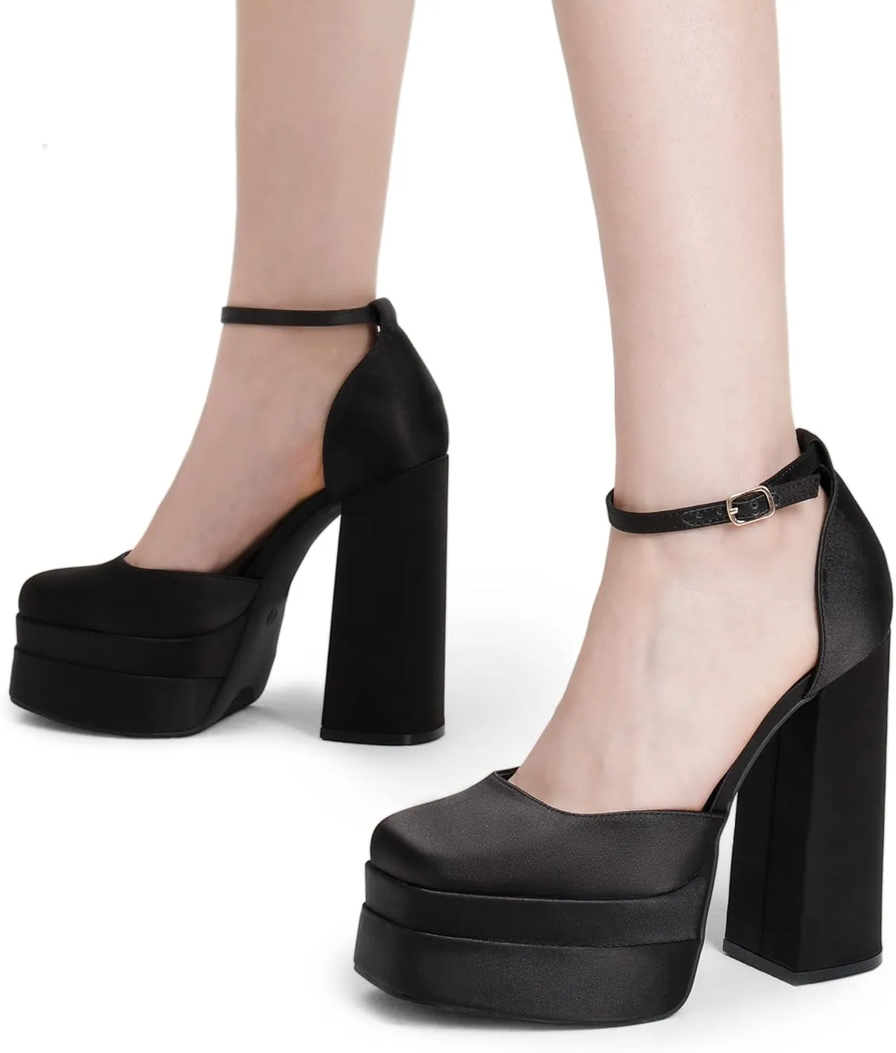 DREAM PAIRS Womens High Chunky Platform Closed Toe Block Heels Square Toe Ankle Strap Dress Wedding Party Pumps Shoes Aurelia
