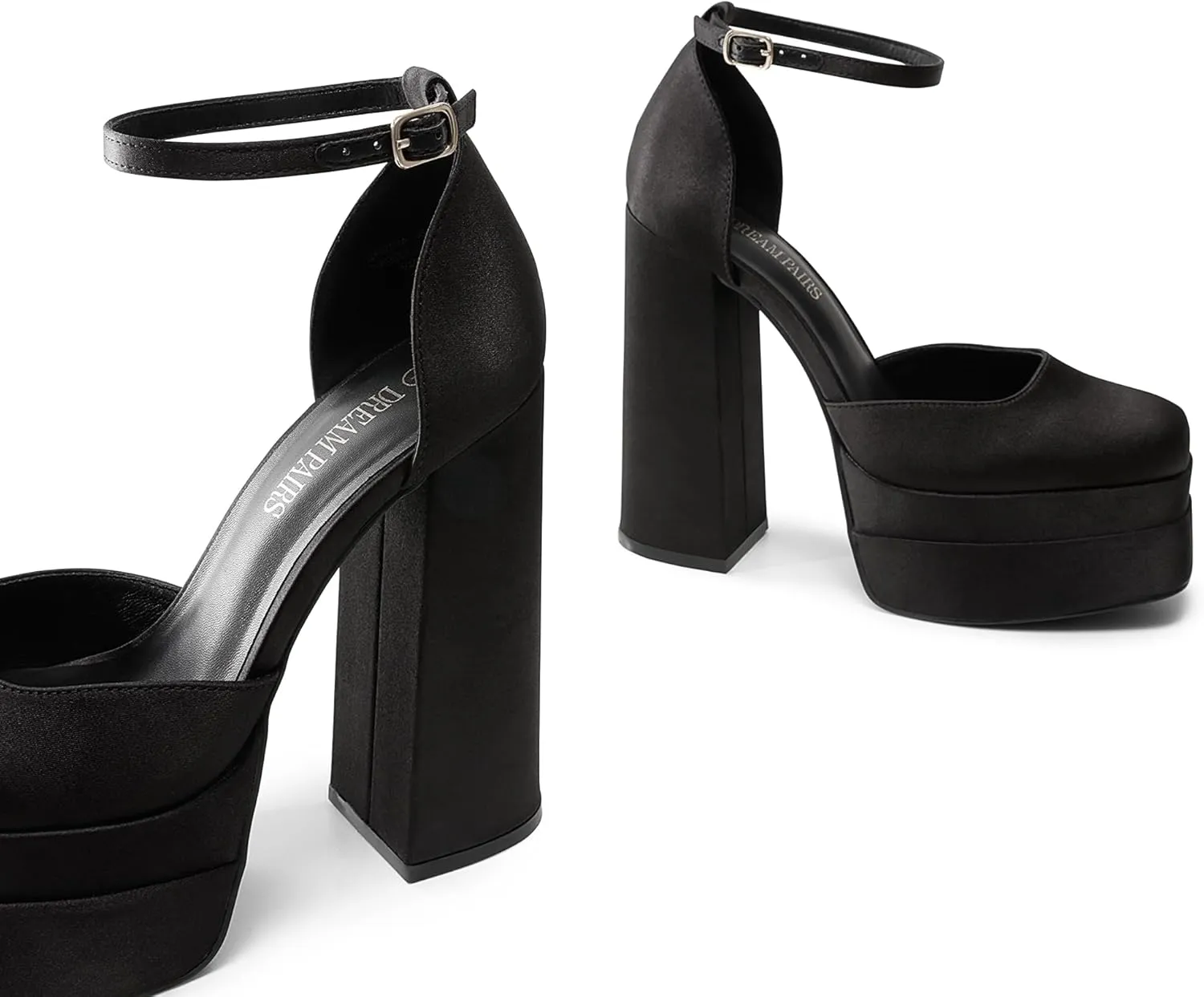 DREAM PAIRS Womens High Chunky Platform Closed Toe Block Heels Square Toe Ankle Strap Dress Wedding Party Pumps Shoes Aurelia