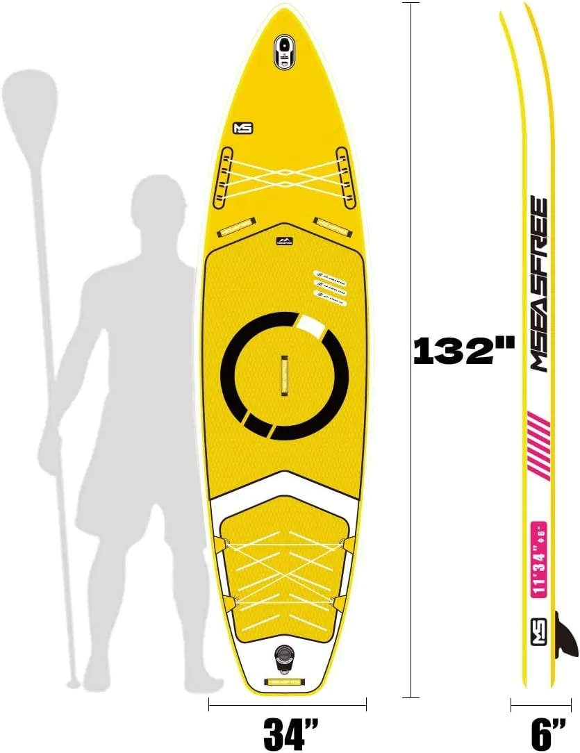 ECHU-Inflatable Stand Up Paddle Board with Premium SUP Accessories & Backpack, Wide Stance, Bottom Fin for Paddling, Paddle, Leash, Surf Control, Non-Slip Deck for Youth & Adult
