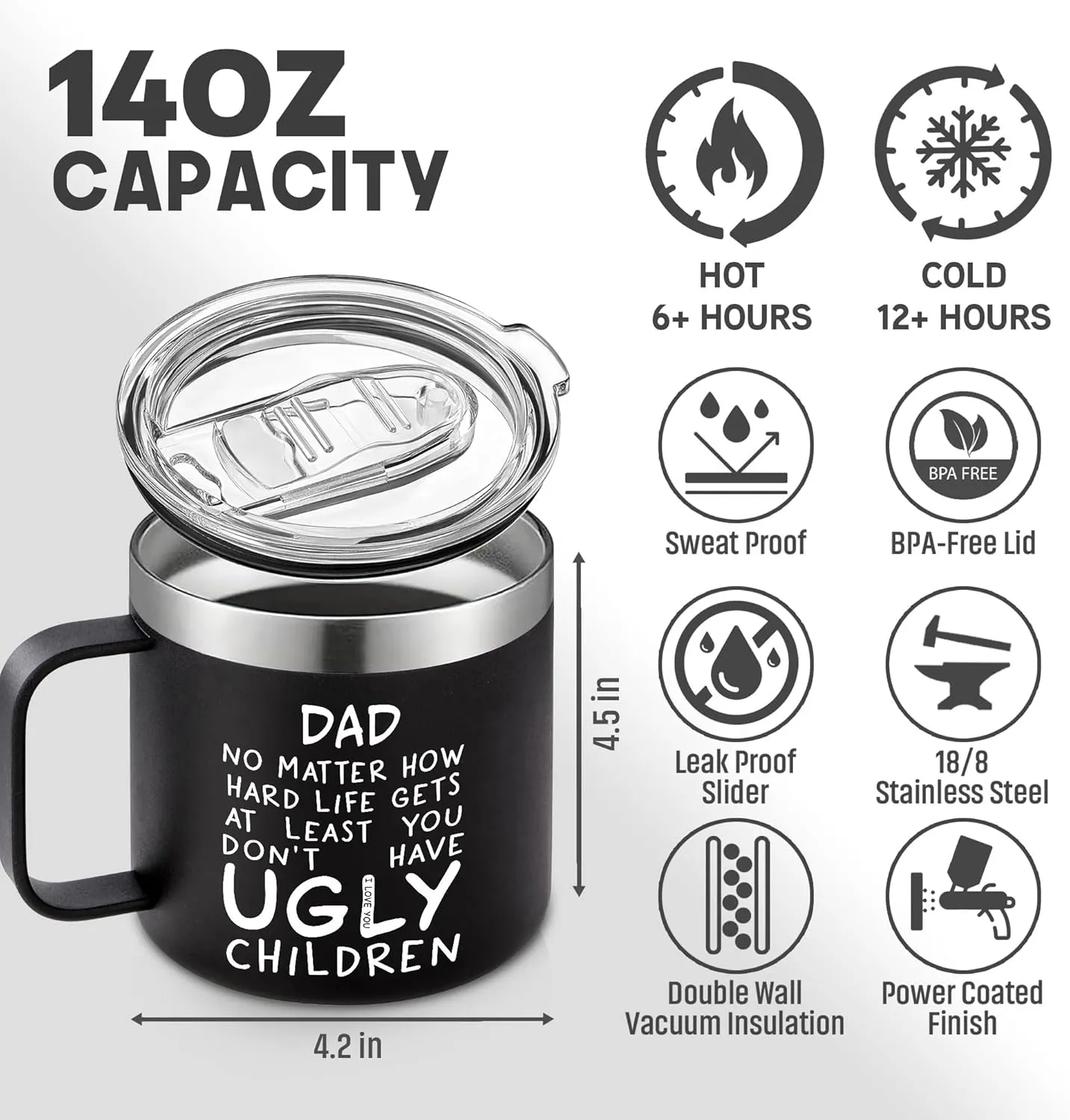 Gifts for Dad from Daughter, Son - Father's Day Gifts for Dad, Men - Dads Birthday Gift Ideas, Birthday gifts for Dads, Fathers - Best Dad Ever Gift, Best dad Mug, 14 Oz Coffee Mug for dad