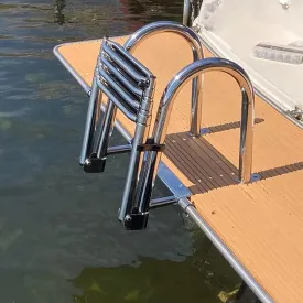 Heavy Duty Swim Deck Ladder Swimming Pool 4 Step Folding Boat Ladder, Heavy Duty Swimming Ladder for Dock Pool Pontoon Fishing Boat, Removable Rear Entry Telescoping Boarding Ladder