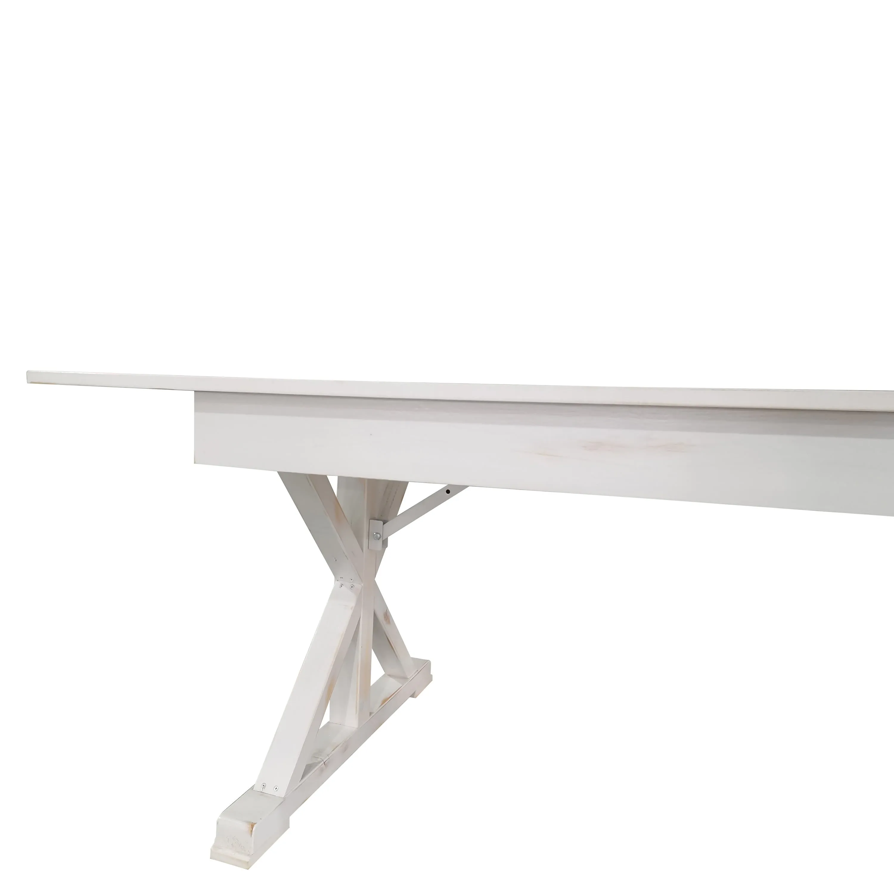 HERCULES 8' x 40" Rectangular Solid Pine Folding Farm Table with X Legs