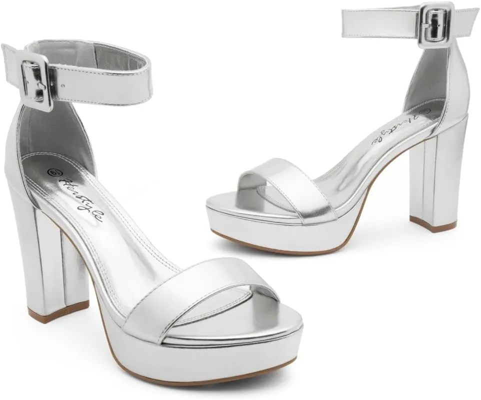 Herstyle Platform Heels for Women  4 Inch Chunky Block Heeled Sandals | Open Toe Dressy Strappy High Heels with Ankle Strap for Wedding, Prom, Graduation & 2025 Events