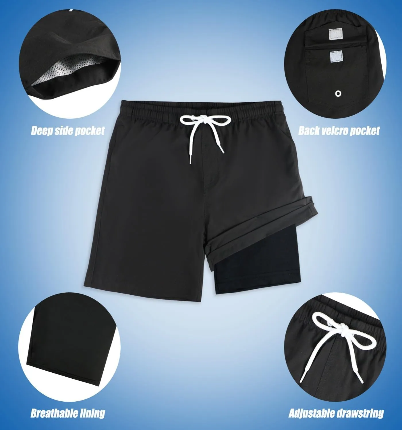 LUCOWEE Boys Swim Bathing Trunks Soft Compression Liner no-Chafing Swimming Shorts Quick Dry Light UPF 50  Quality Swimsuit