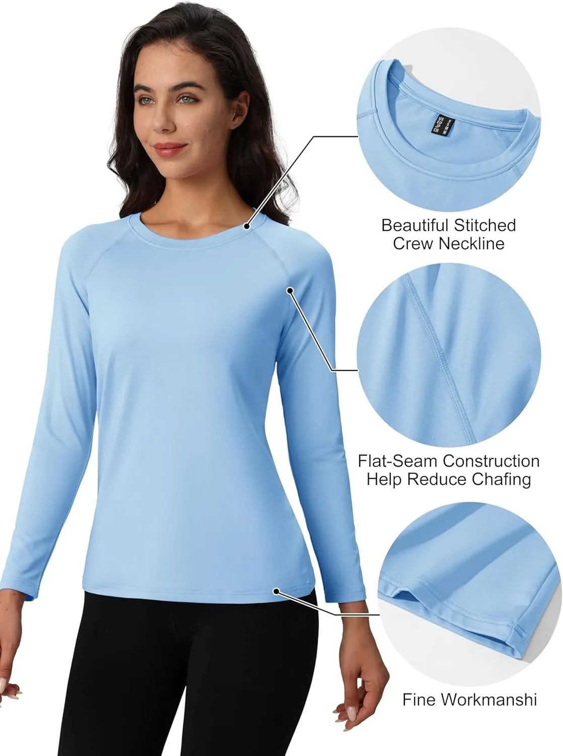 MAGCOMSEN Women's Thermal Shirts Fleece Lined Undershirt Long Sleeve Tops Warm Workout Winter Base Layer