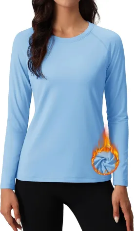 MAGCOMSEN Women's Thermal Shirts Fleece Lined Undershirt Long Sleeve Tops Warm Workout Winter Base Layer