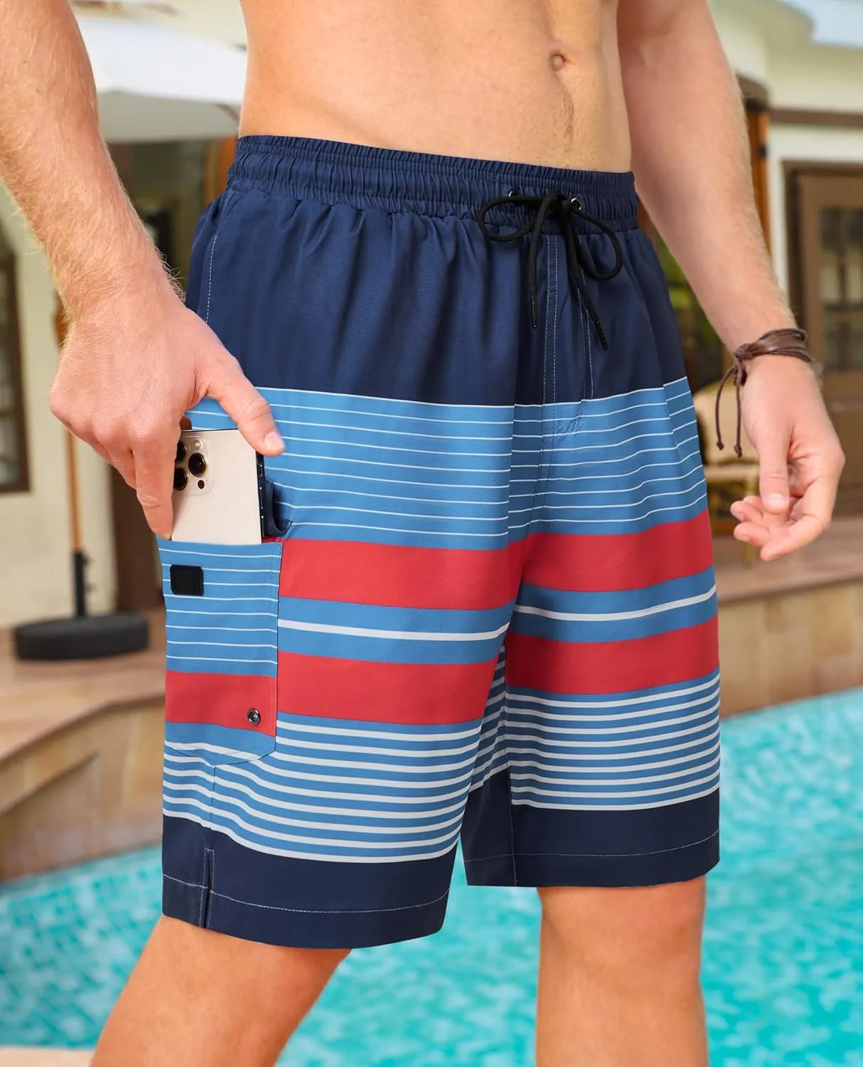 Mens 9 inch Swim Trunks with Compression Liner Quick Dry 2 in 1 Swimming Shorts with Pockets Bathing Suits Swimsuit