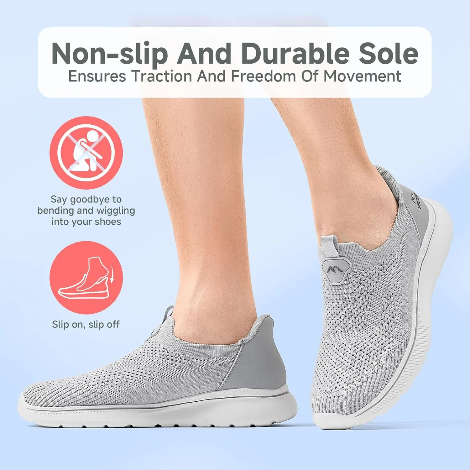 Men's Hands-Free Slip On Sneakers | Laceless Walking Shoes for Gym/Travel/Office