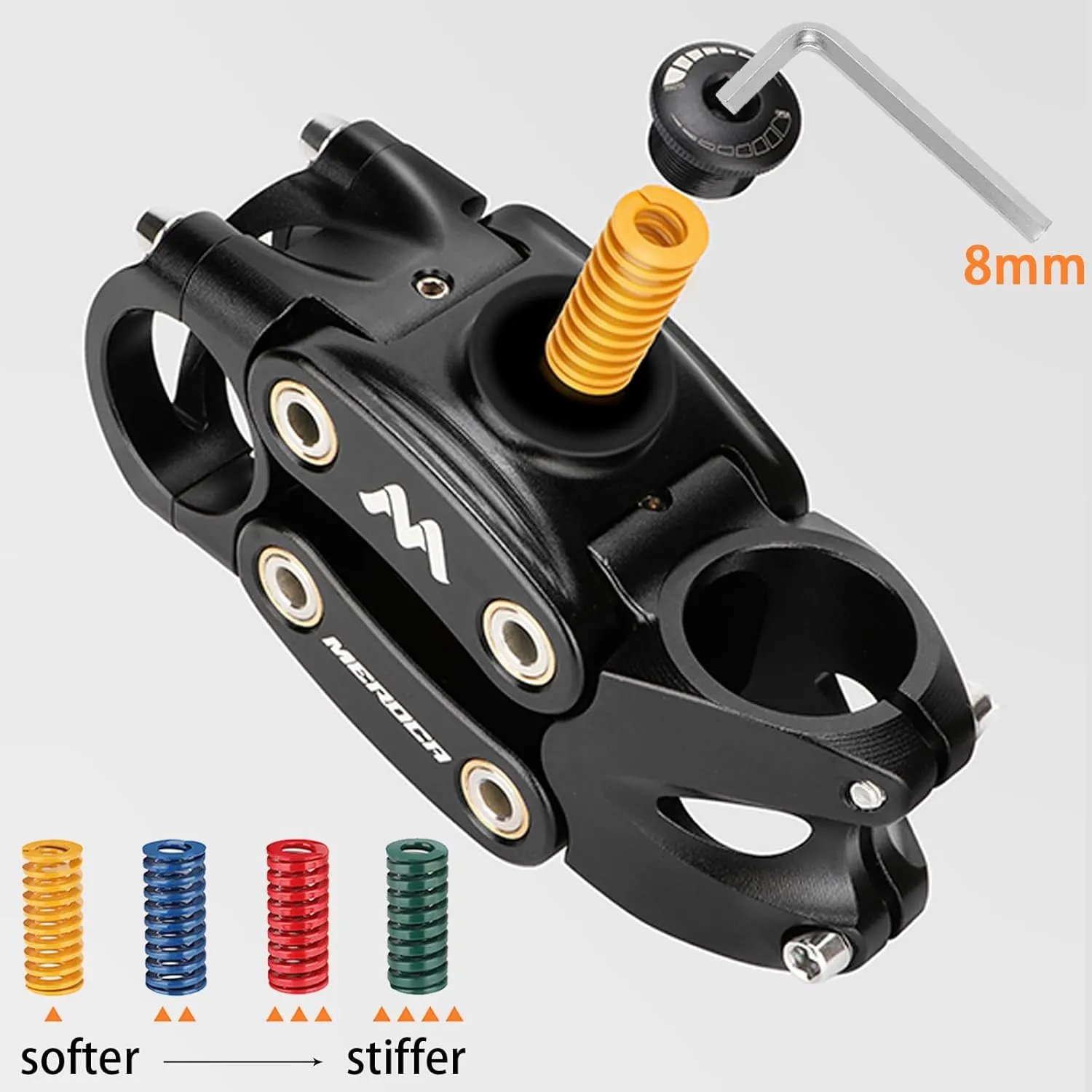 MEROCA Suspension Stem for Bikes, Shock-Absorbing Bicycle Handlebar Stem, Bike Stem Mountain Bike Stem Short Handlebar Stem for Road Bikes, MTB, BMW, Gravel Bikes, Ebike