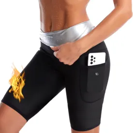 Nano Hertz Sauna Sweat Suit Weight Loss Shapewear Shorts Pockets Waist Trainer Body Sweatsuit Exercise Fitness Gym Women Girl