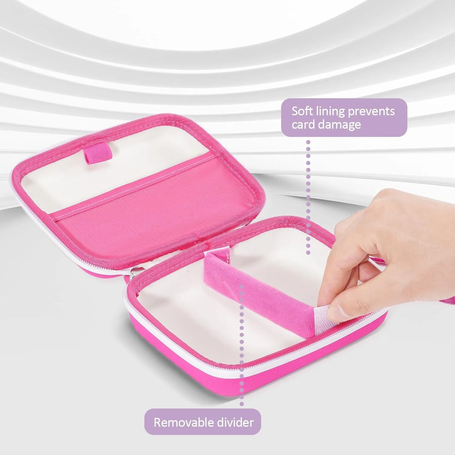 ProCase Hard Playing Card Game Carrying Case, Travel Storage Box Holds 300  Trading Cards, Bag Holder for Classic Board Game UNO, Five CrownsSKYJO, PlayMonster and More (Case Only) -Pink