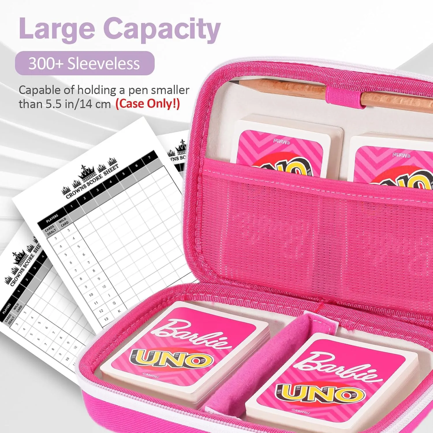 ProCase Hard Playing Card Game Carrying Case, Travel Storage Box Holds 300  Trading Cards, Bag Holder for Classic Board Game UNO, Five CrownsSKYJO, PlayMonster and More (Case Only) -Pink