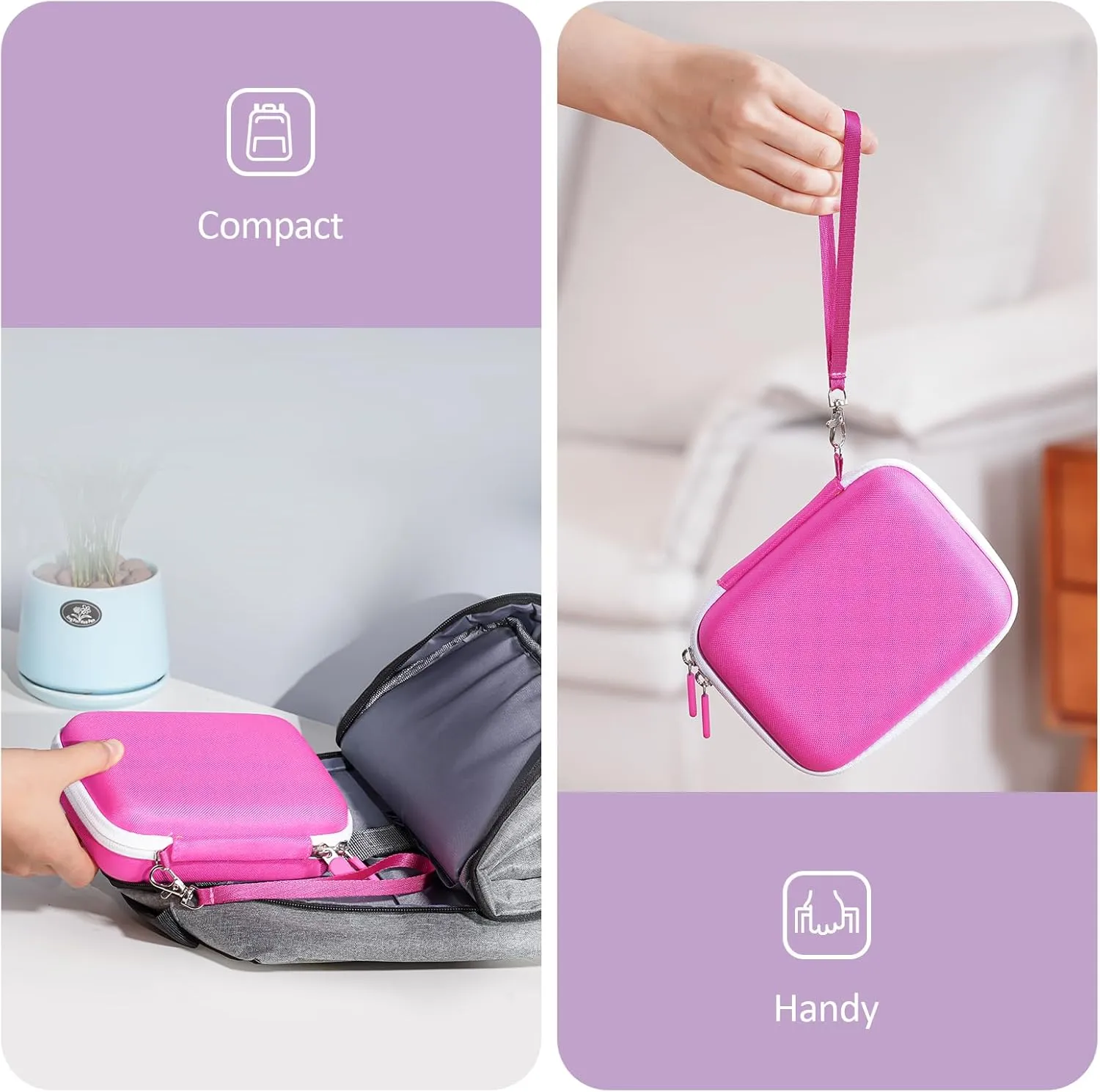 ProCase Hard Playing Card Game Carrying Case, Travel Storage Box Holds 300  Trading Cards, Bag Holder for Classic Board Game UNO, Five CrownsSKYJO, PlayMonster and More (Case Only) -Pink