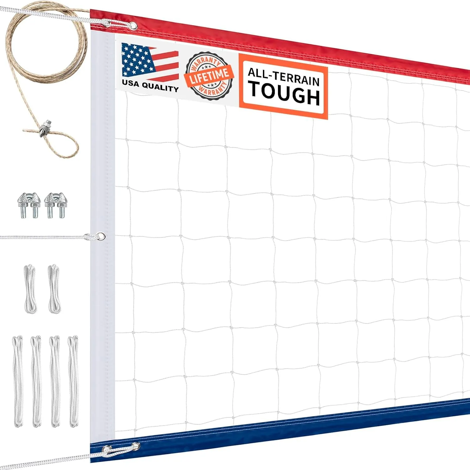 Professional Volleyball Net Heavy Duty Outdoor, Upgraded Weather Performance with 46FT High-Tensile Steel Cable, Reinforced Borders, Ideal for Indoor/Outdoor- 32x3FT (Net Only)