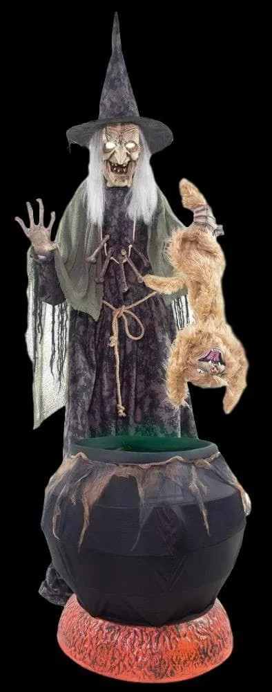 "Cat-tastrophe Cauldron (No Fog)" Electric Animated Halloween Prop