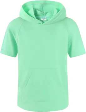 Spring&Gege Boys Light Weight Short Sleeve Hoodie Casual Solid Pullover Hooded T-shirt with Pocket