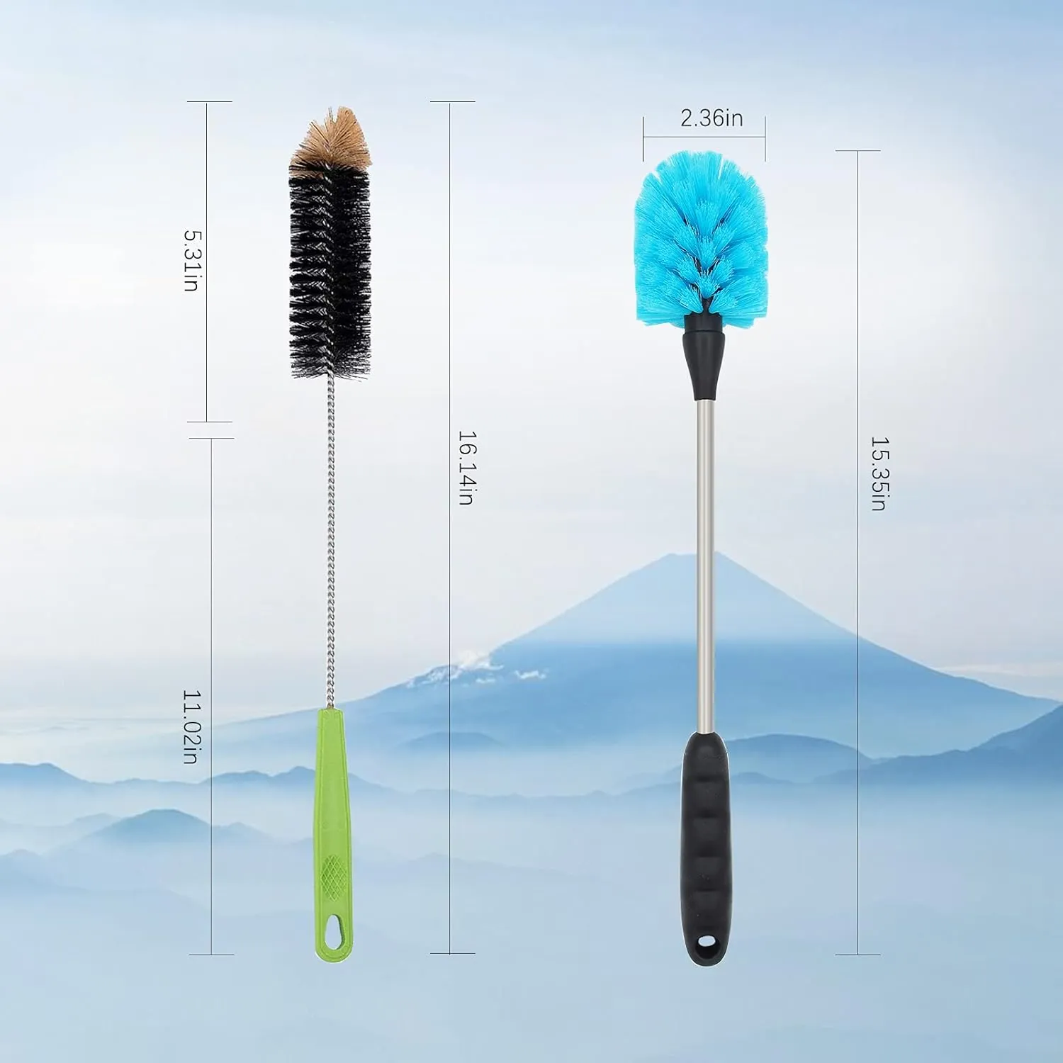 Stainless Steel Water Bottle Brush Long Handle Bottle Cleaner Scrubbing Brush for Cleaning Sports Bottles, Baby Bottles, Cups, Coffee Mugs, Glasswares, Wine Decanters, Flask, Vase, and Kitchen Sink