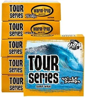 Sticky Bumps Tour Series Warm/Tropical Surf Wax - 12 Pack | Long-Lasting Surfboard Wax | Great Bump Building for Surfing | Non-Toxic, Nature-Safe | Warm Water Surf Wax for Temps 69F/20C and Above