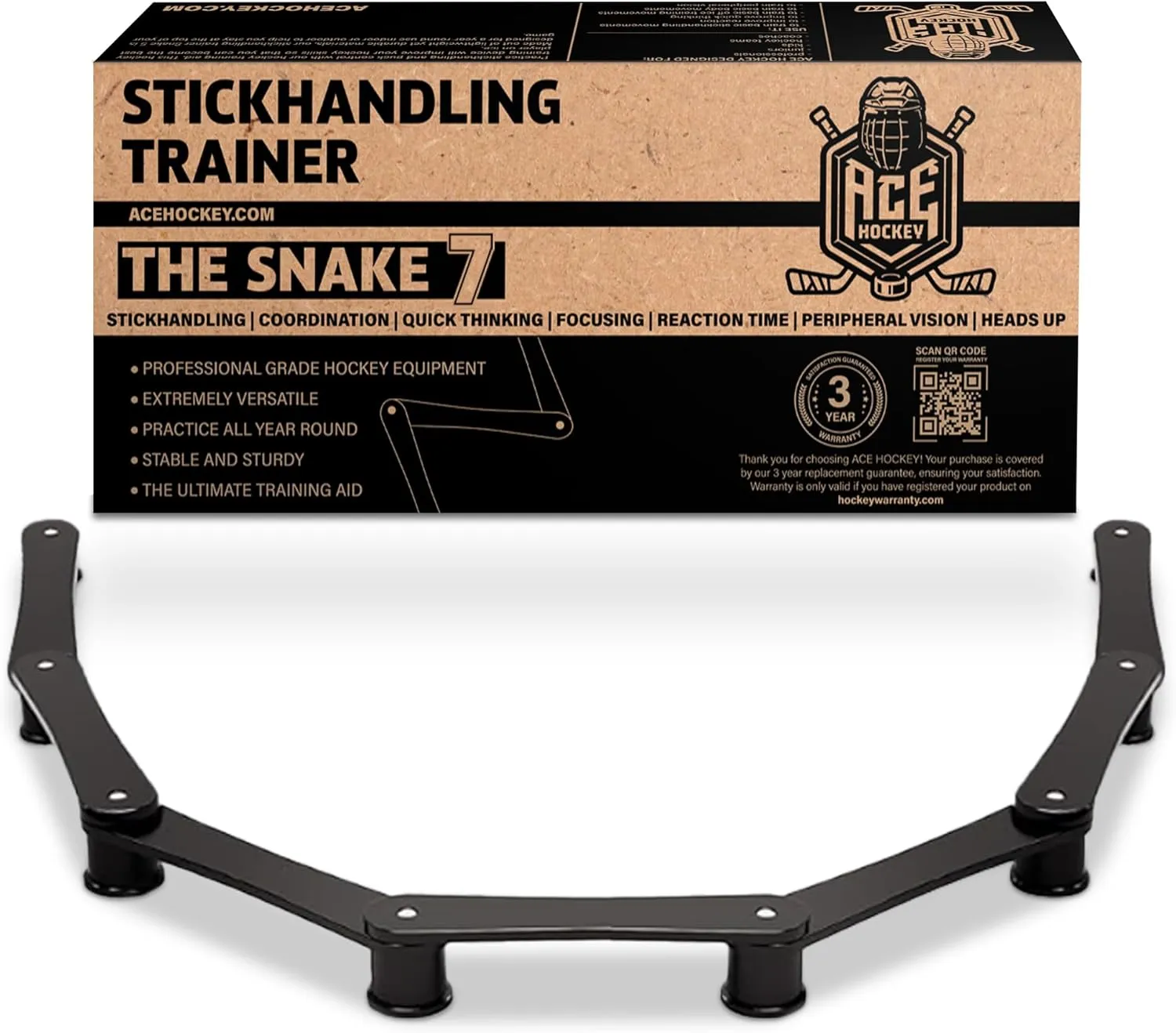 The Snake Trainer - Lightweight Stickhandling Training Tool - Hockey Training Equipment for Puck Control, Reaction Time and Coordination - Portable, Durable and Adjustable
