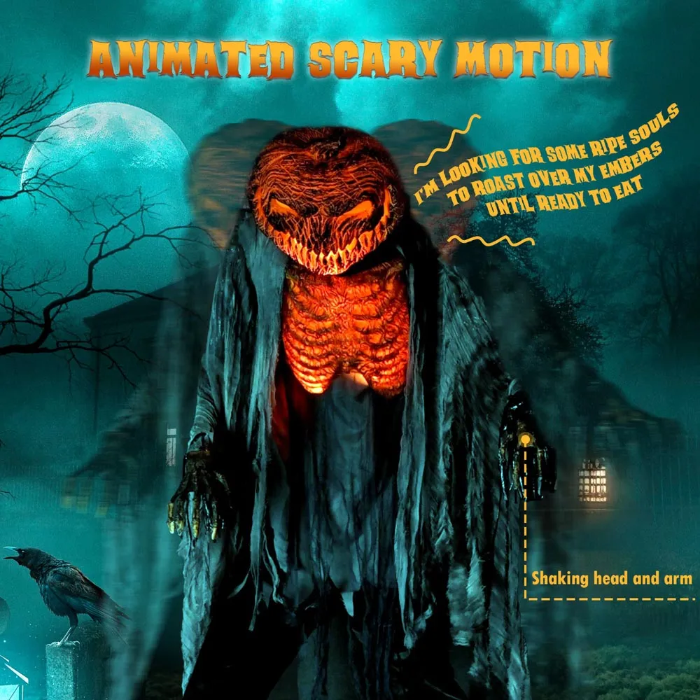 TheLAShop 7ft Giant Animated Scarecrow Pumpkin Halloween Decor