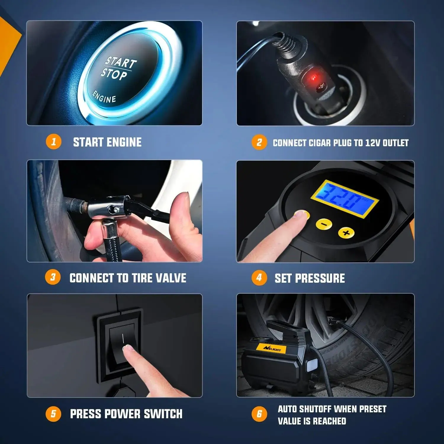 Tire Inflator Air Compressor Pump