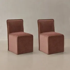 Washable Upholstered Dining Chair | 15” Back Height in Chestnut (Set of 2)