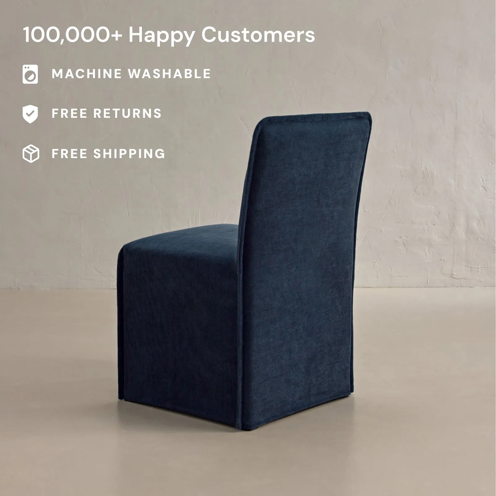 Washable Upholstered Dining Chair | 15" Back Height in Sumi (Set of 2)