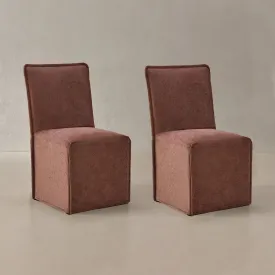 Washable Upholstered Dining Chair | 19” Back Height in Chestnut (Set of 2)