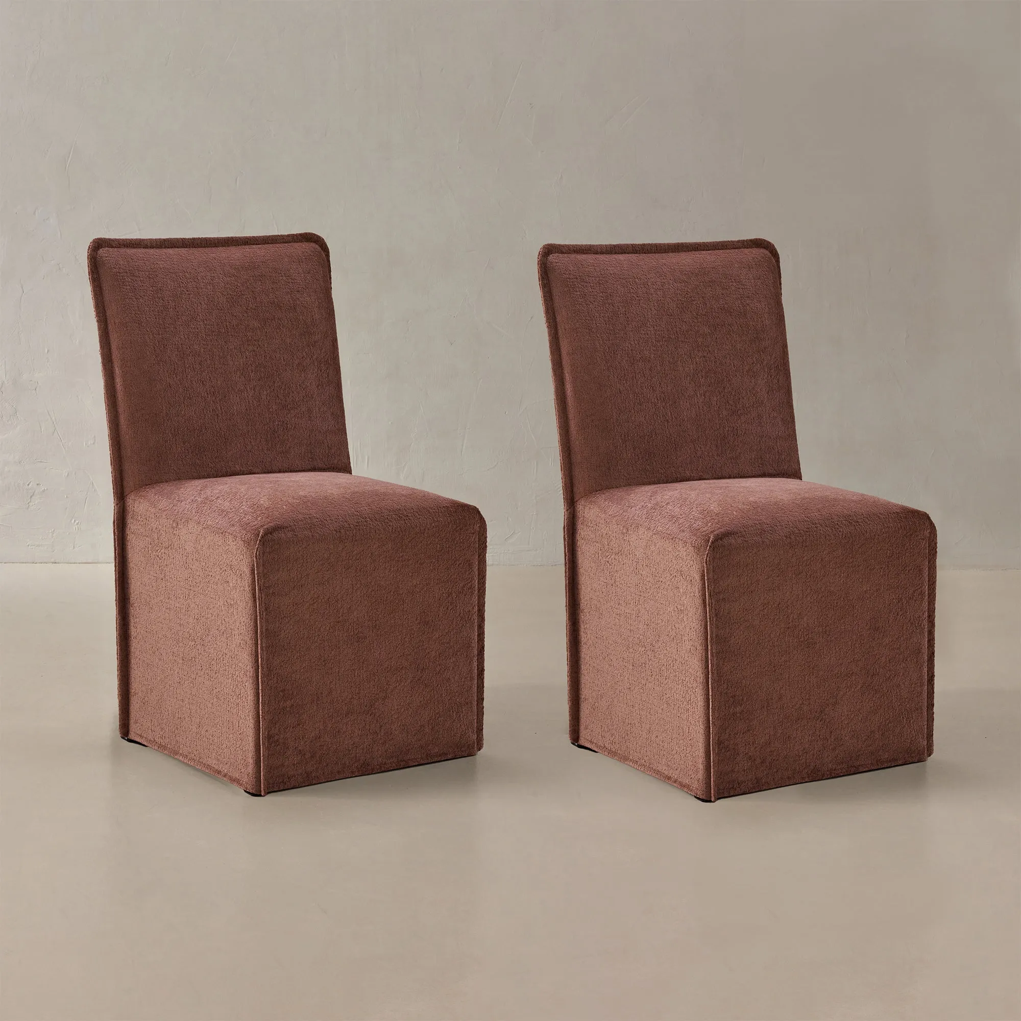 Washable Upholstered Dining Chair | 19” Back Height in Chestnut (Set of 2)