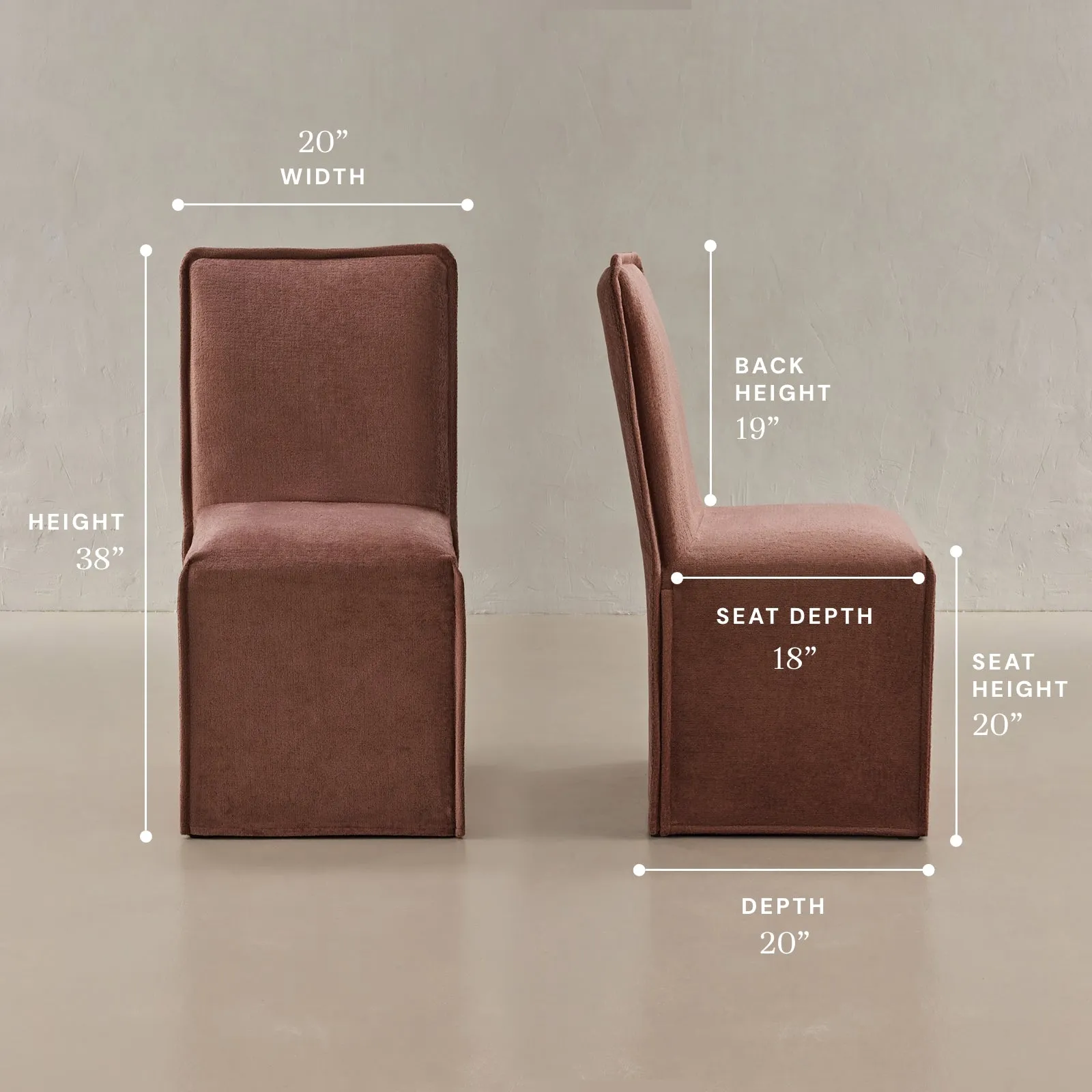 Washable Upholstered Dining Chair | 19” Back Height in Chestnut (Set of 2)