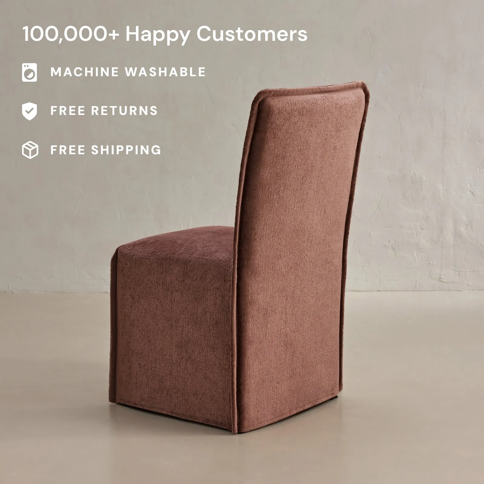 Washable Upholstered Dining Chair | 19” Back Height in Chestnut (Set of 2)