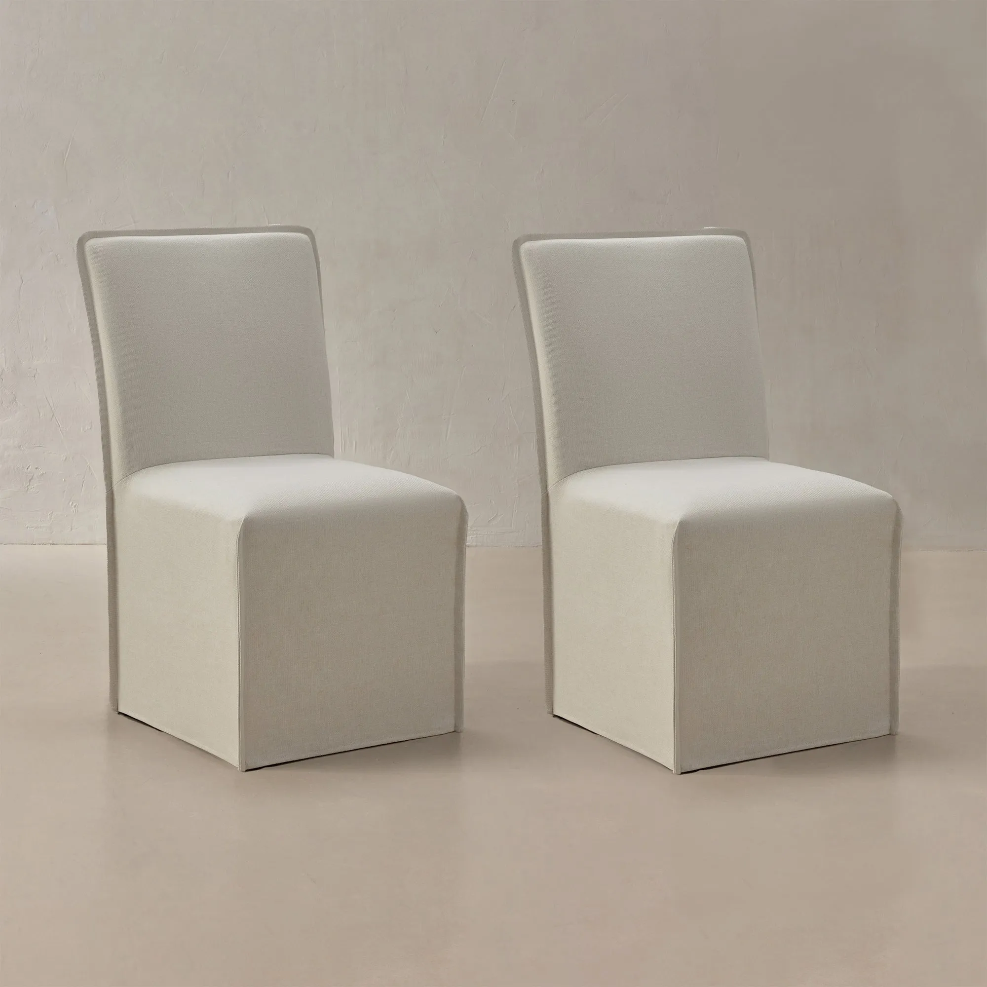 Washable Upholstered Dining Chair | 19” Back Height in Eggshell (Set of 2)