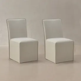 Washable Upholstered Dining Chair | 19” Back Height in Eggshell (Set of 2)