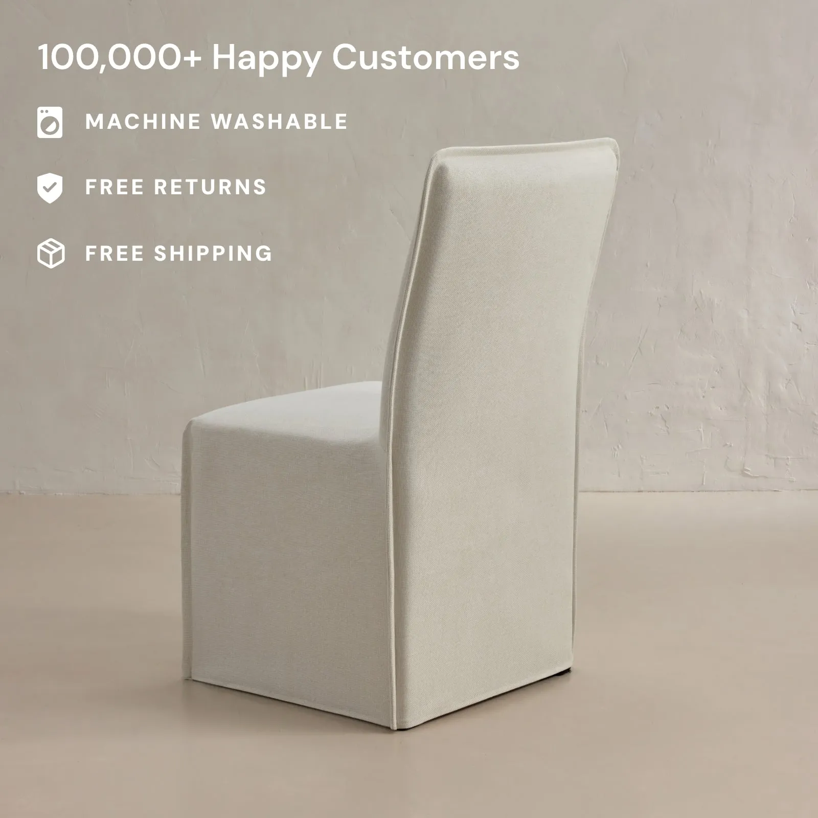 Washable Upholstered Dining Chair | 19” Back Height in Eggshell