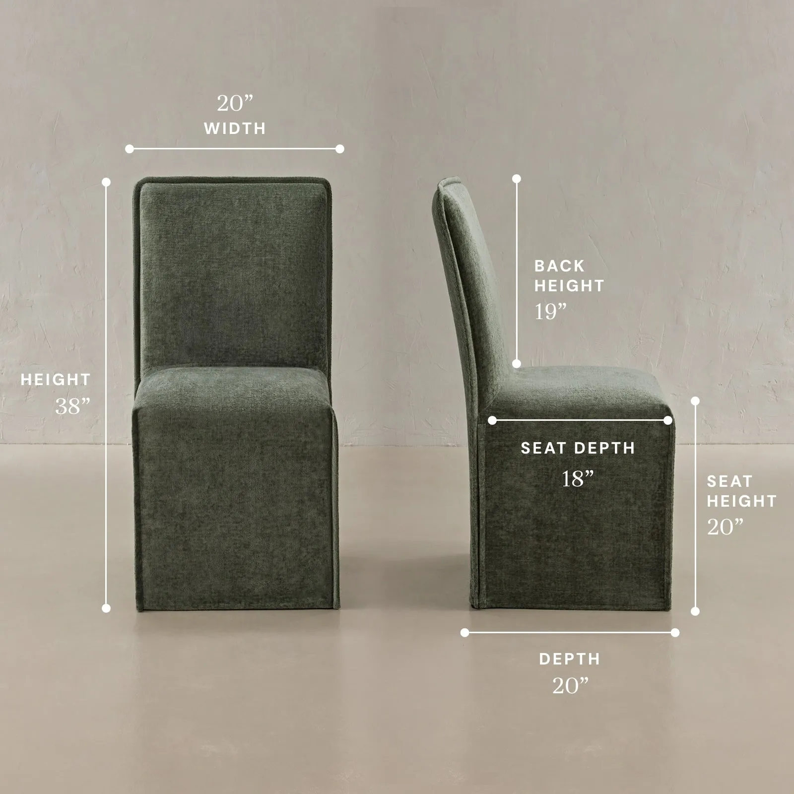 Washable Upholstered Dining Chair | 19” Back Height in Willow