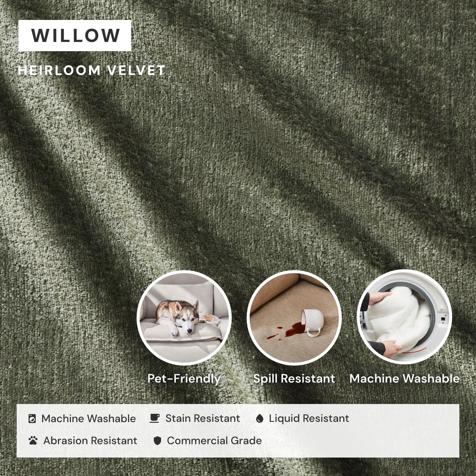 Washable Upholstered Dining Chair | 19” Back Height in Willow