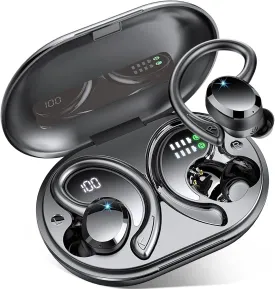 Wireless Earbud Sport, Bluetooth 5.3 Headphone Bass Hi-Fi Stereo Over Ear Buds, 48Hrs Noise Cancelling Headset with Earhook, IP7 Waterproof in-Ear Earphone Workout Running for Laptop Pad Android iOS