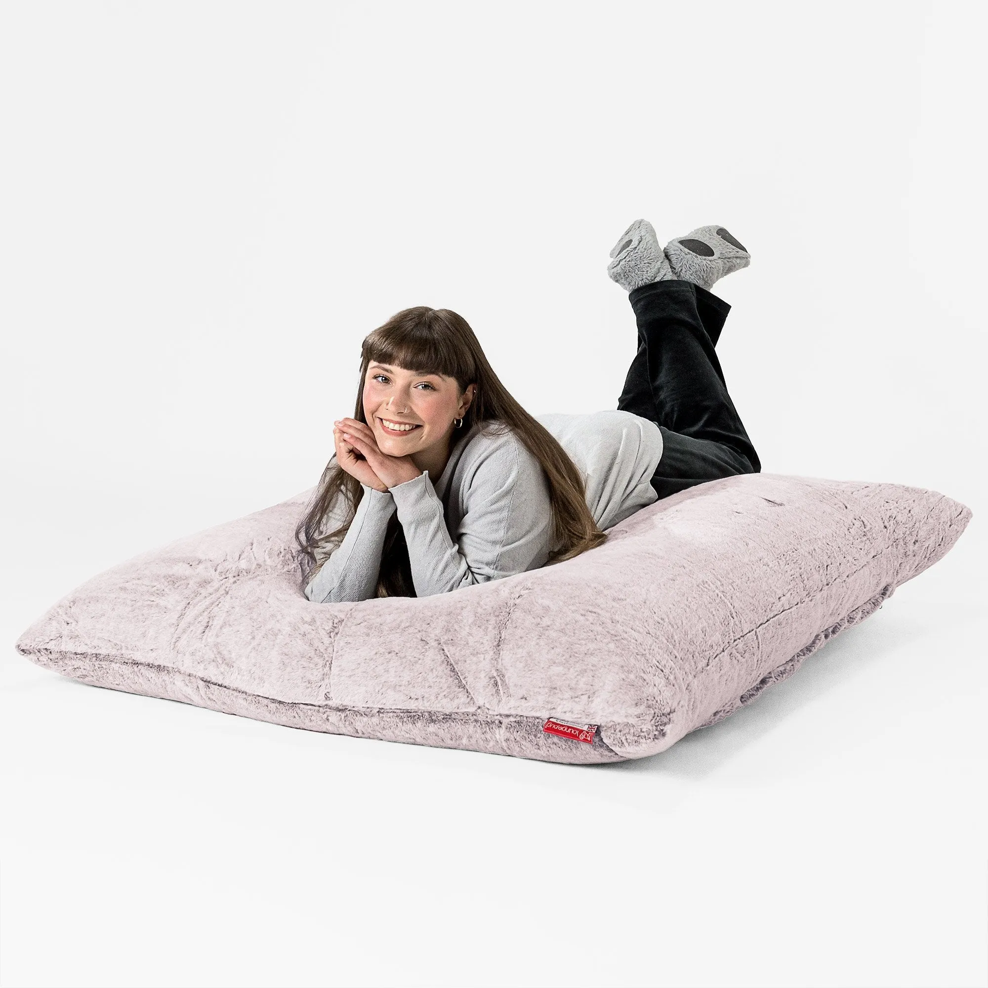 XL Pillow Beanbag - Fluffy Faux Fur Rabbit Dusty Pink