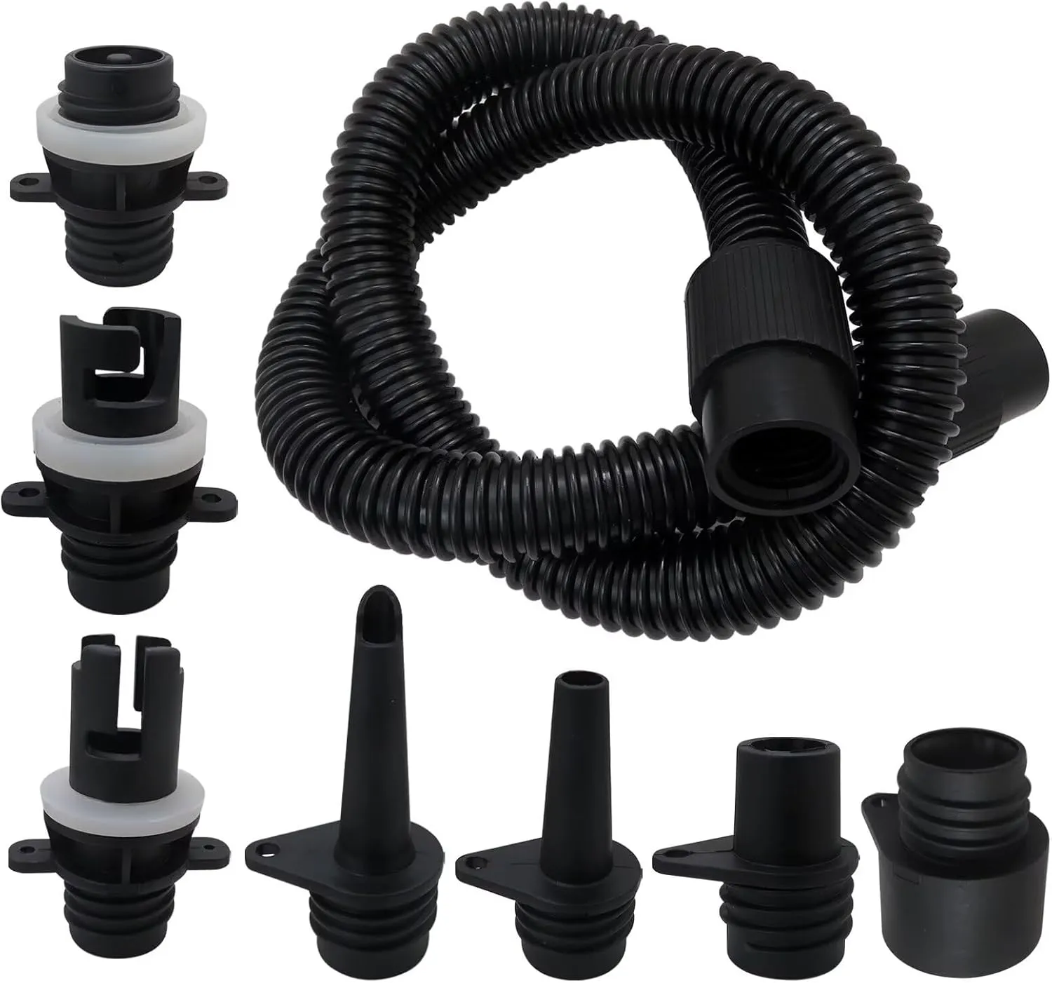 Xspeedonline Inflatable Boat Sup Pump Adapter & Air Hose Kit, Electric Paddle Board Pump Sup Air Pump Accessories with 7 Air Valve Nozzles for Inflatable Stand Up Paddle Board/Boat/Tent/Pool